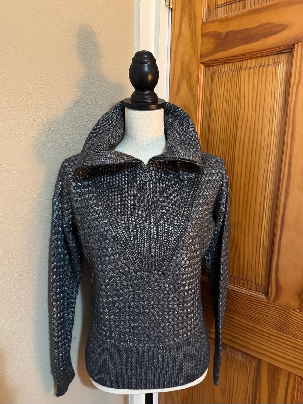 WHBM Women’s Gray Knit Funnel Collar Sweater